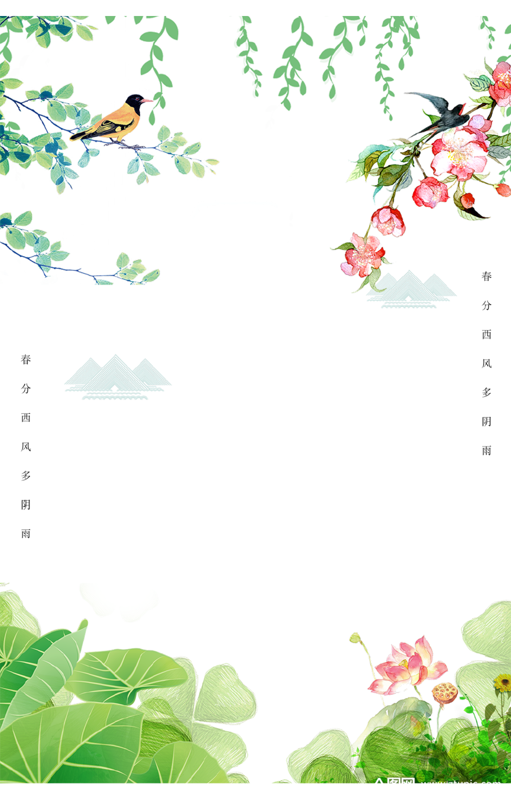 绿色春天燕子背景图素材