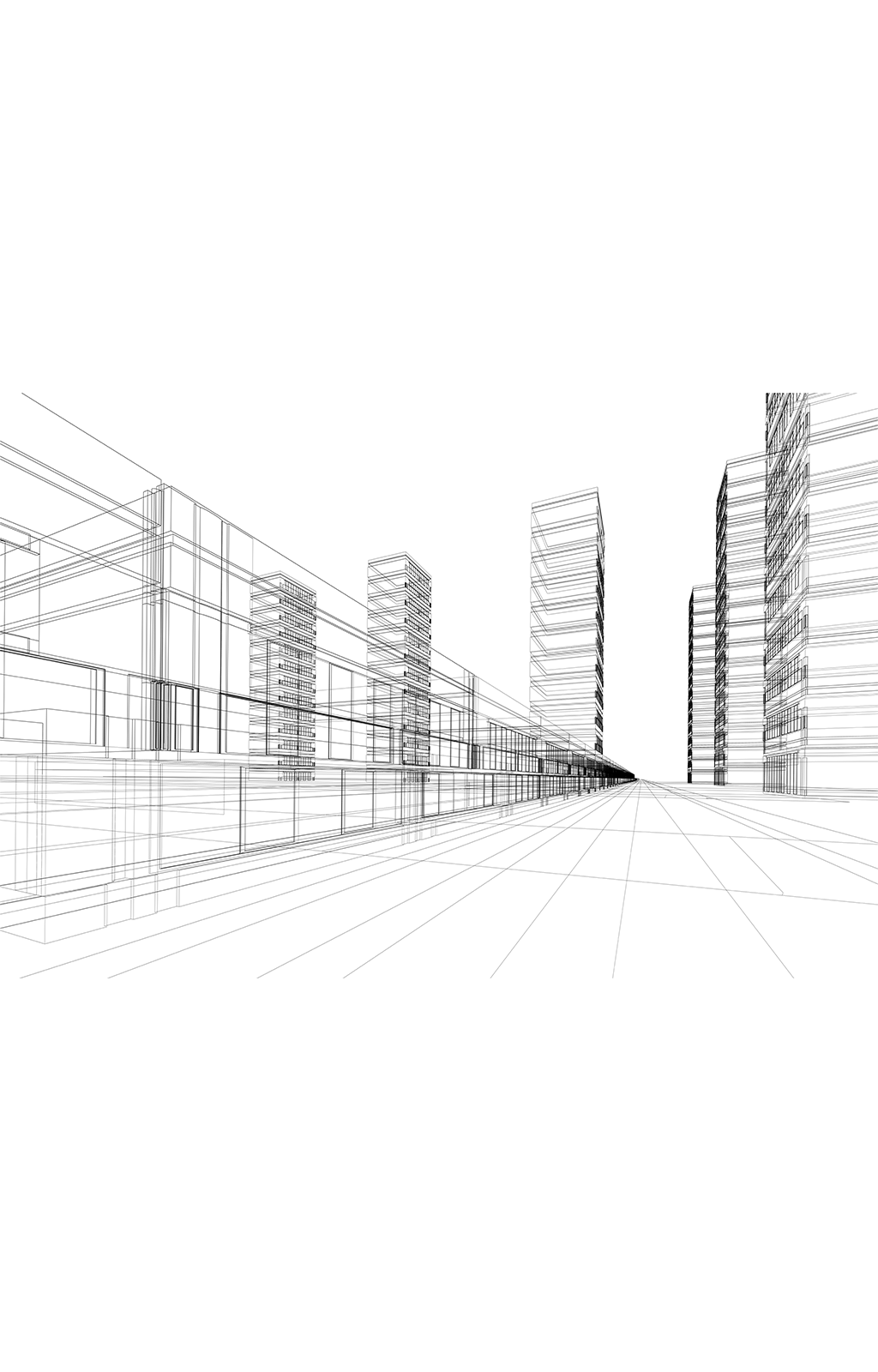 建筑大楼线稿图片素材