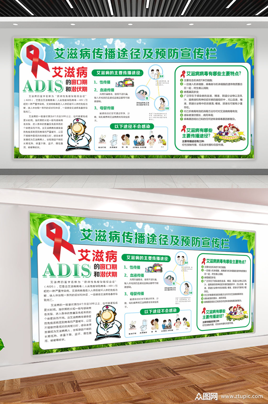 艾滋病传播途径及预防宣传栏