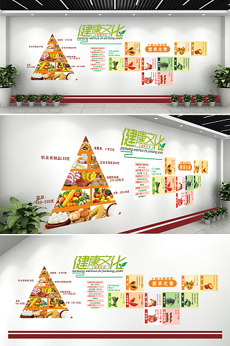 饮食健康文化墙设计