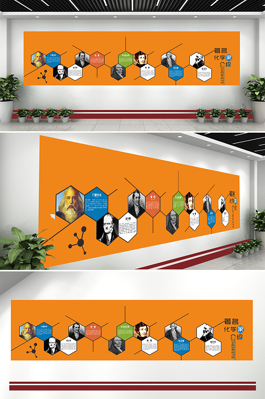 世界著名化学家文化墙设计-众图网