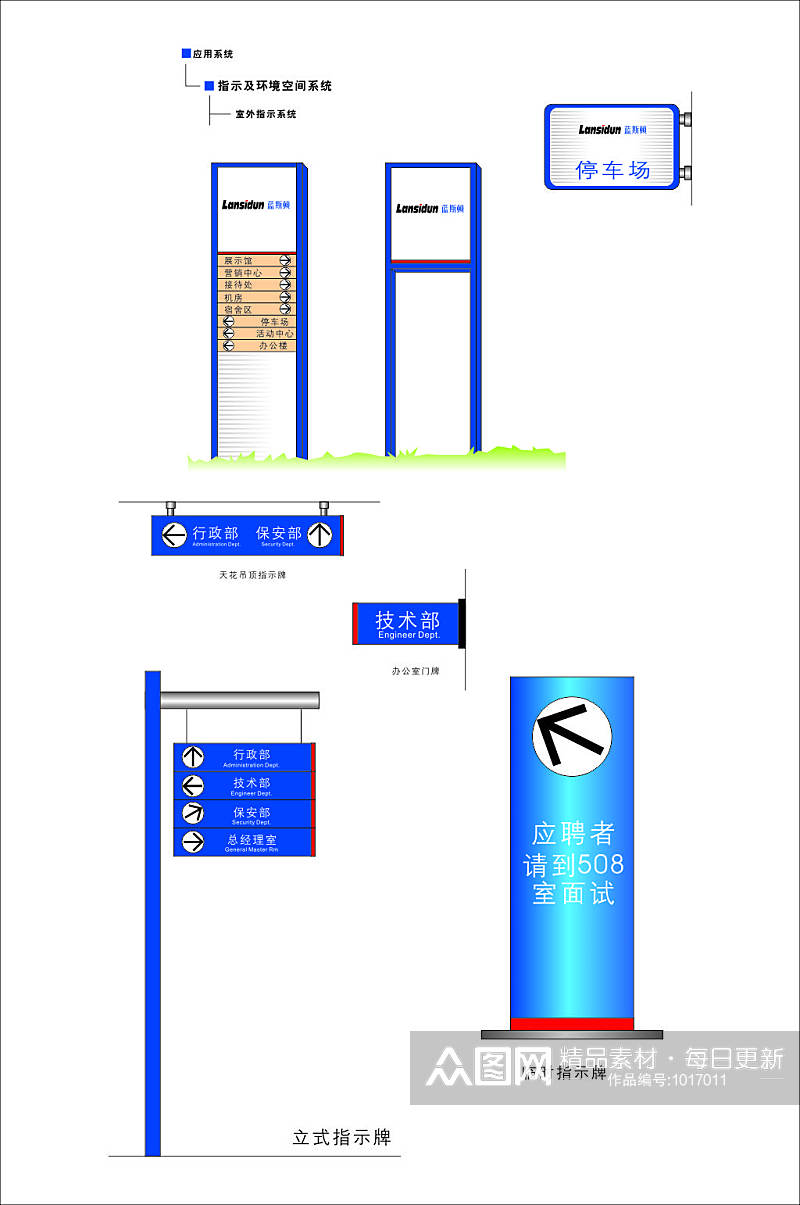 路牌停车牌去向牌设计制作素材