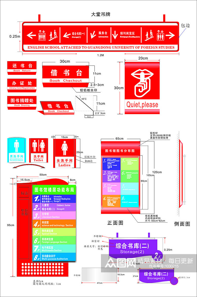 图书馆布局导视牌设计素材