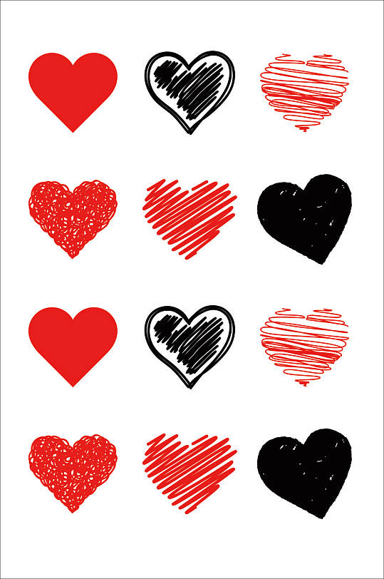 简约情人节可爱线描的心形矢量素材