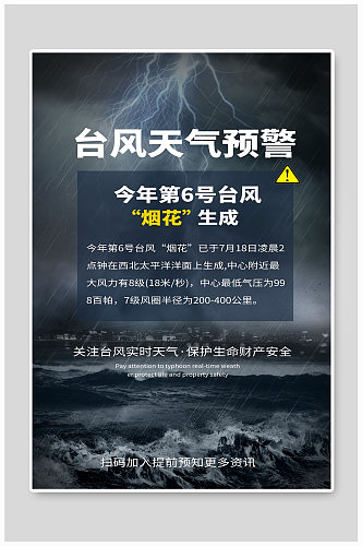 台风天气预警宣传海报