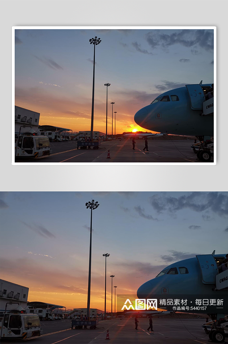 晚霞的机场摄影图片素材