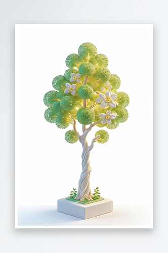 艺术彩虹气泡3D小树