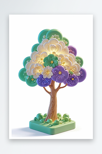 艺术彩虹气泡3D小树