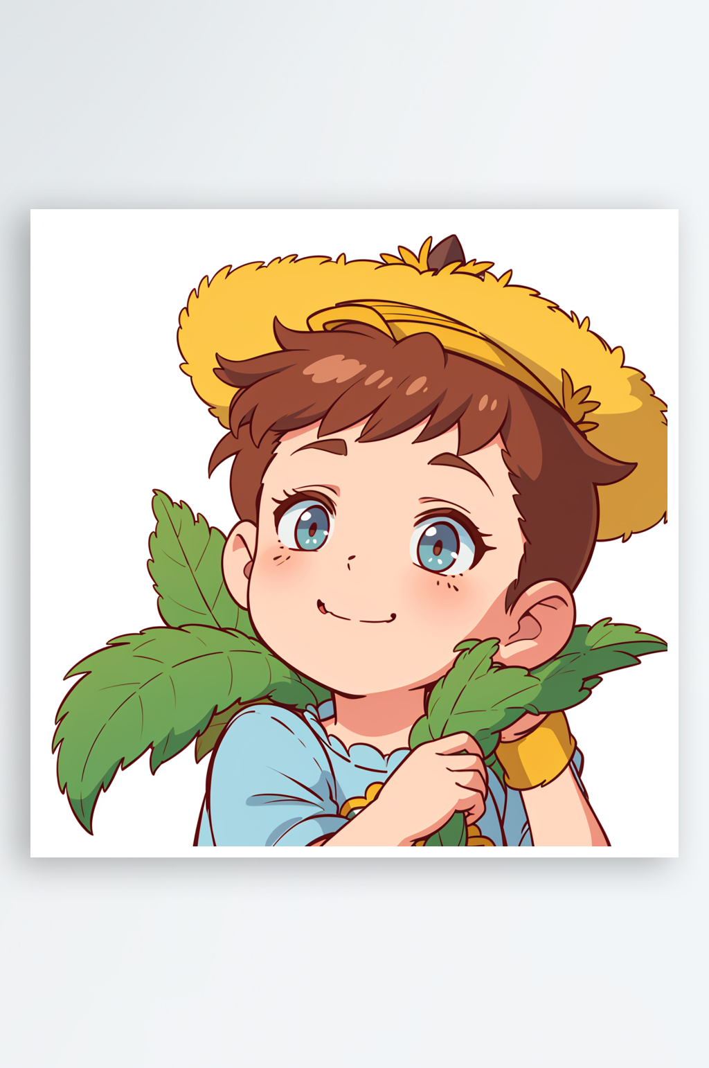春天里的小男孩手绘插画素材