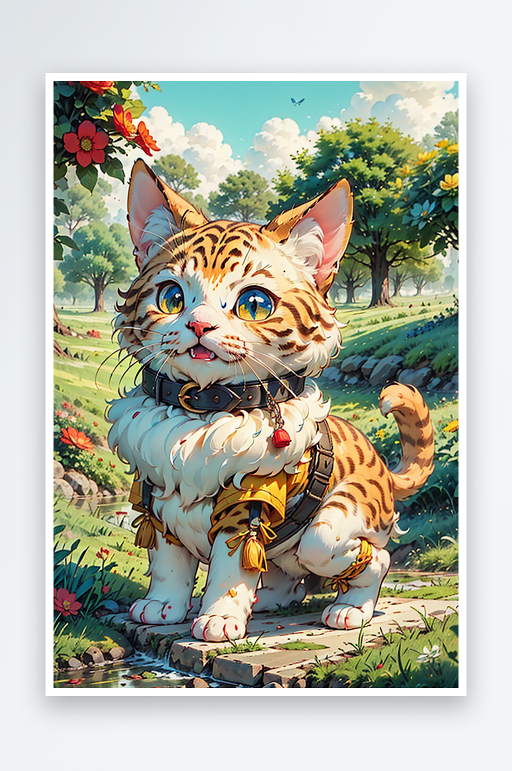 可爱猫咪手绘插画素材