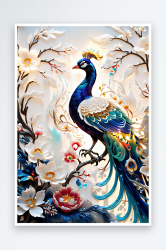 国风孔雀仙鸟艺术衍纸