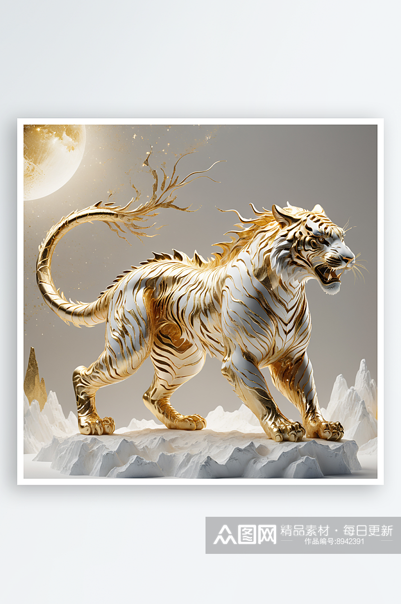 神兽白虎3D渲染图素材