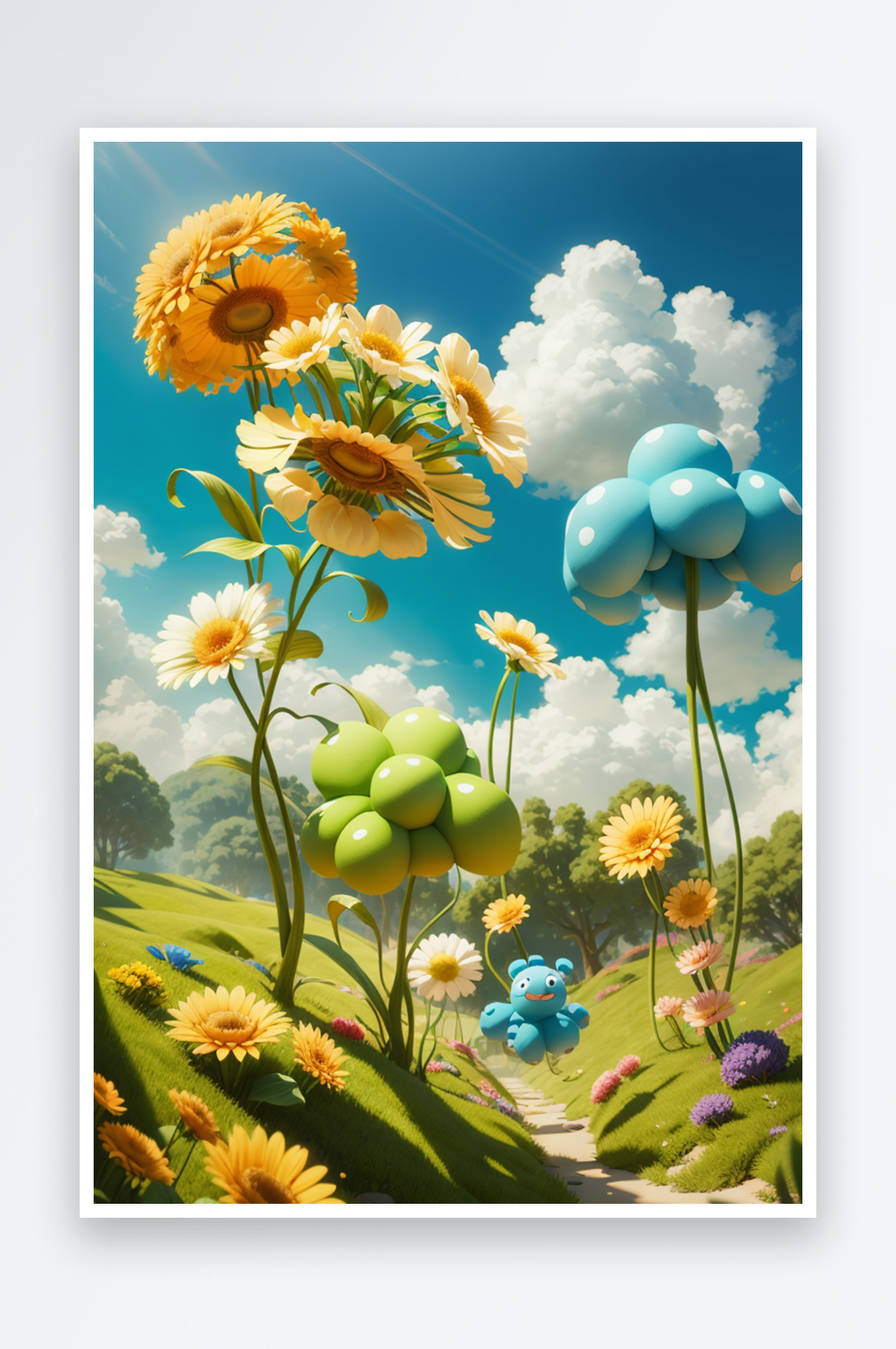 精灵世界3D梦幻花海背景素材