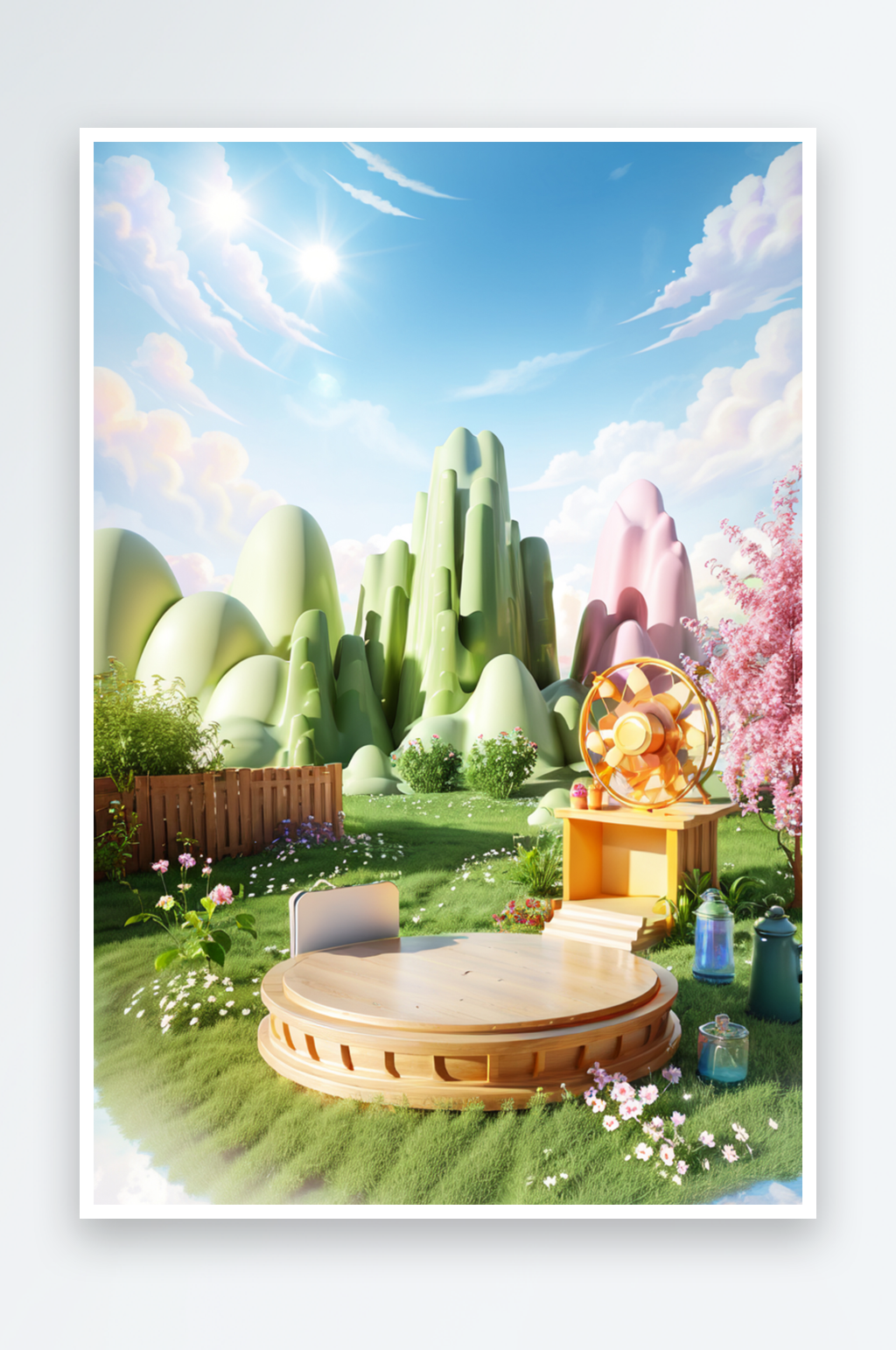 C4D渲染户外电商3D草地背景素材