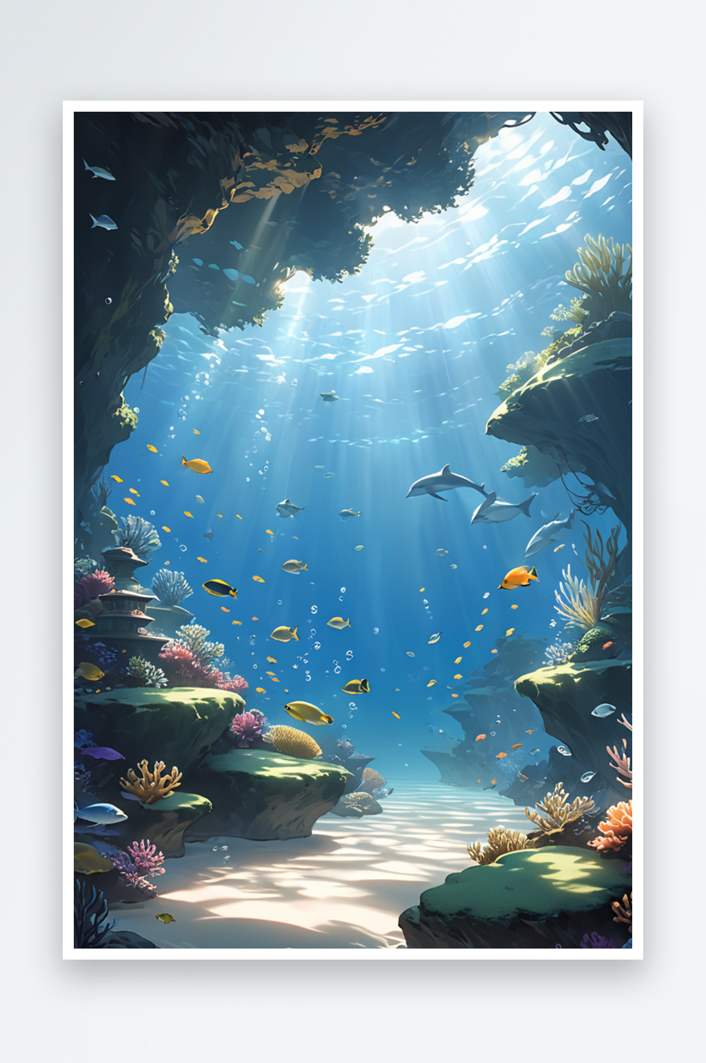 手绘海底世界插画海洋素材