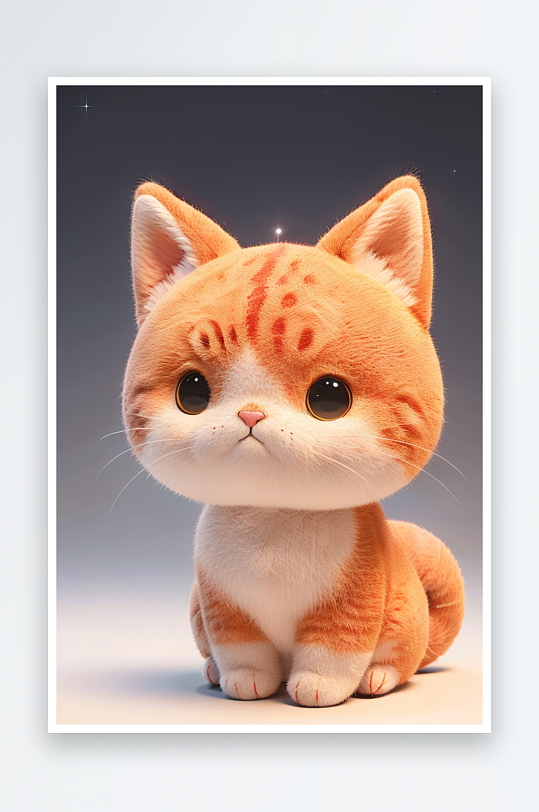 3D渲染毛绒绒小猫小动物图