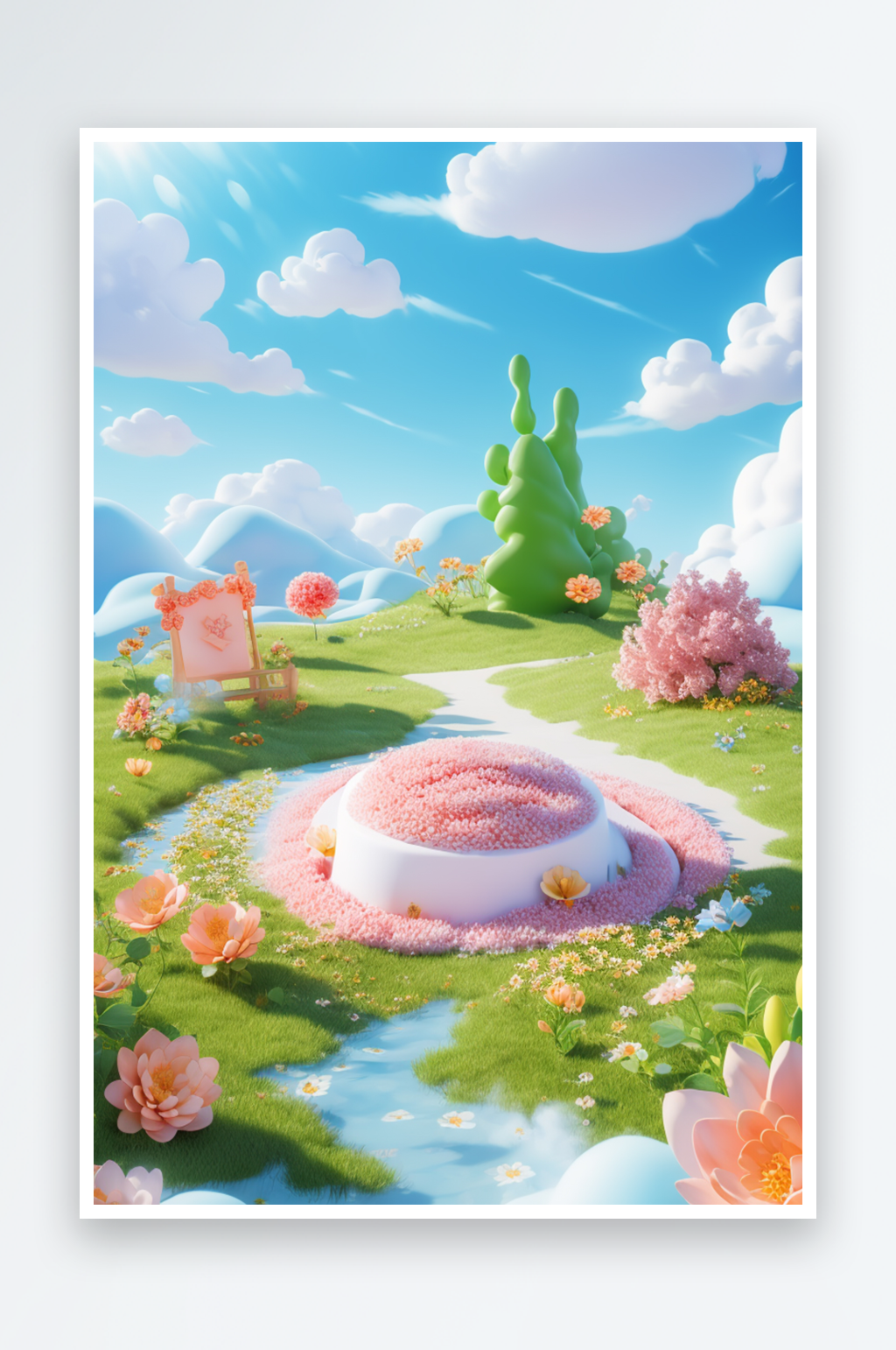 3D节日浪漫春天C4D电商场景素材