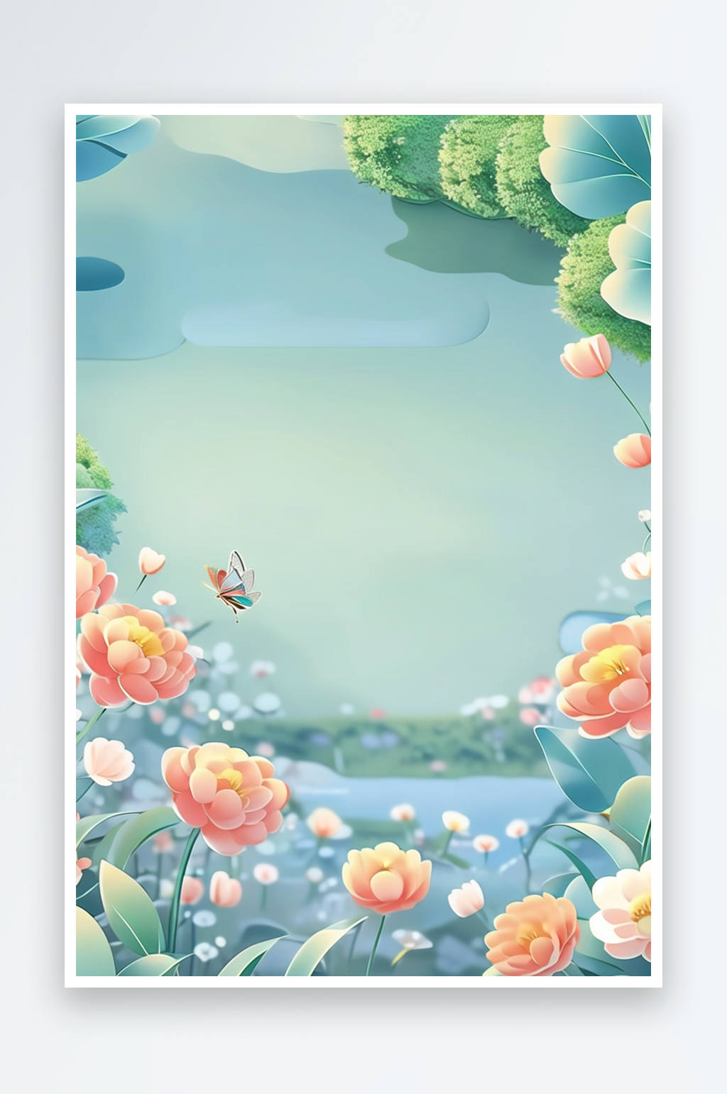 手绘卡通鲜花壁纸背景图素材