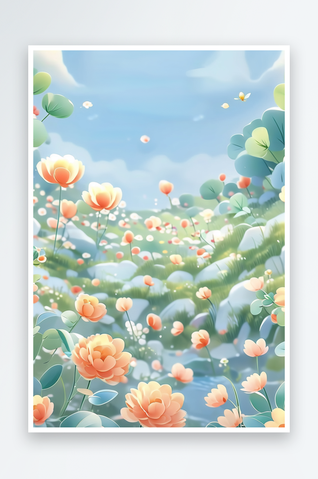 手绘卡通鲜花壁纸背景素材