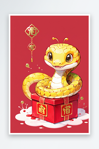 蛇年生肖礼物盒海报背景