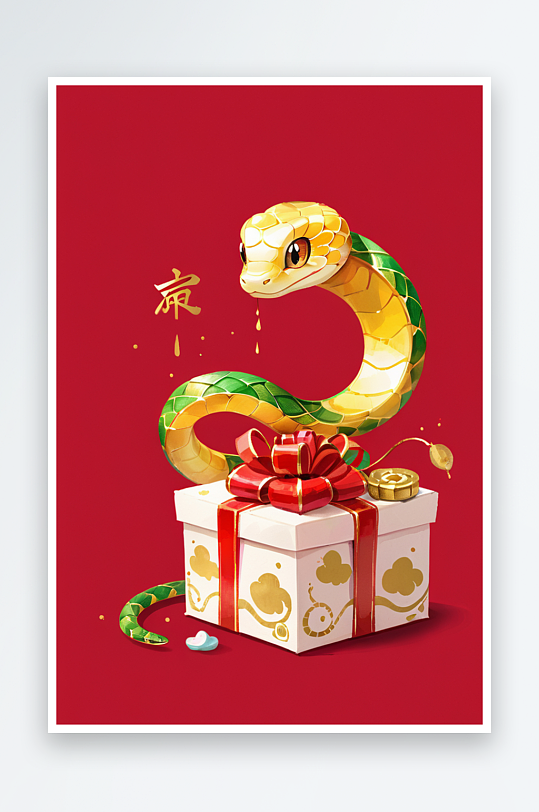 蛇年生肖礼物盒海报背景图
