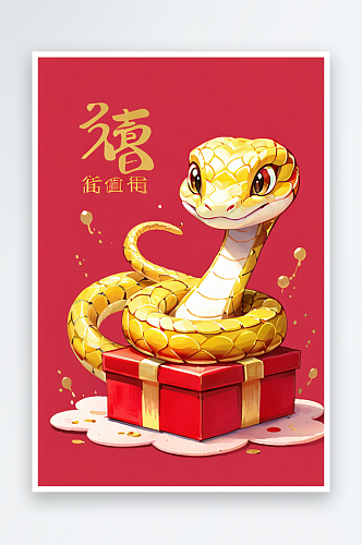 蛇年生肖礼物盒海报背景图