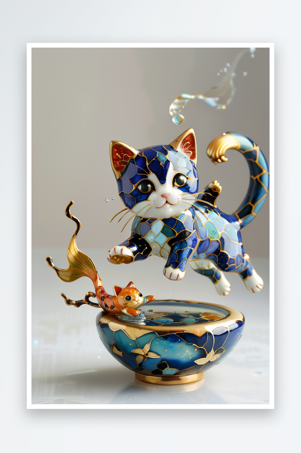 3D渲染C4D猫猫陶瓷摆件素材