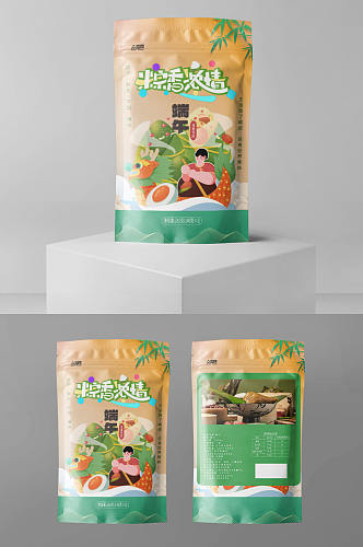 粽香浓情端午节美食粽子袋装包装设计