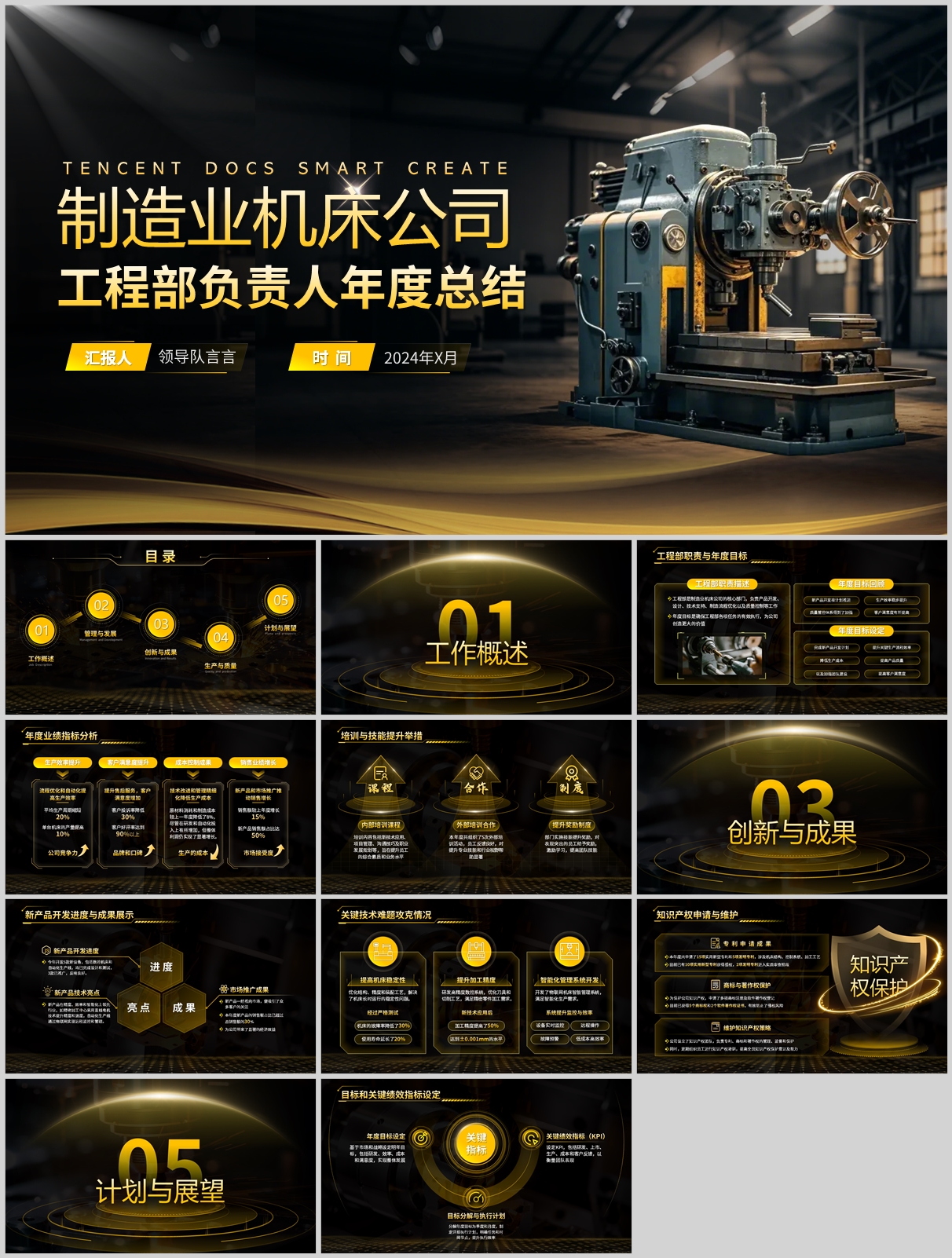 制造业机床公司工程部年终总结PPT素材