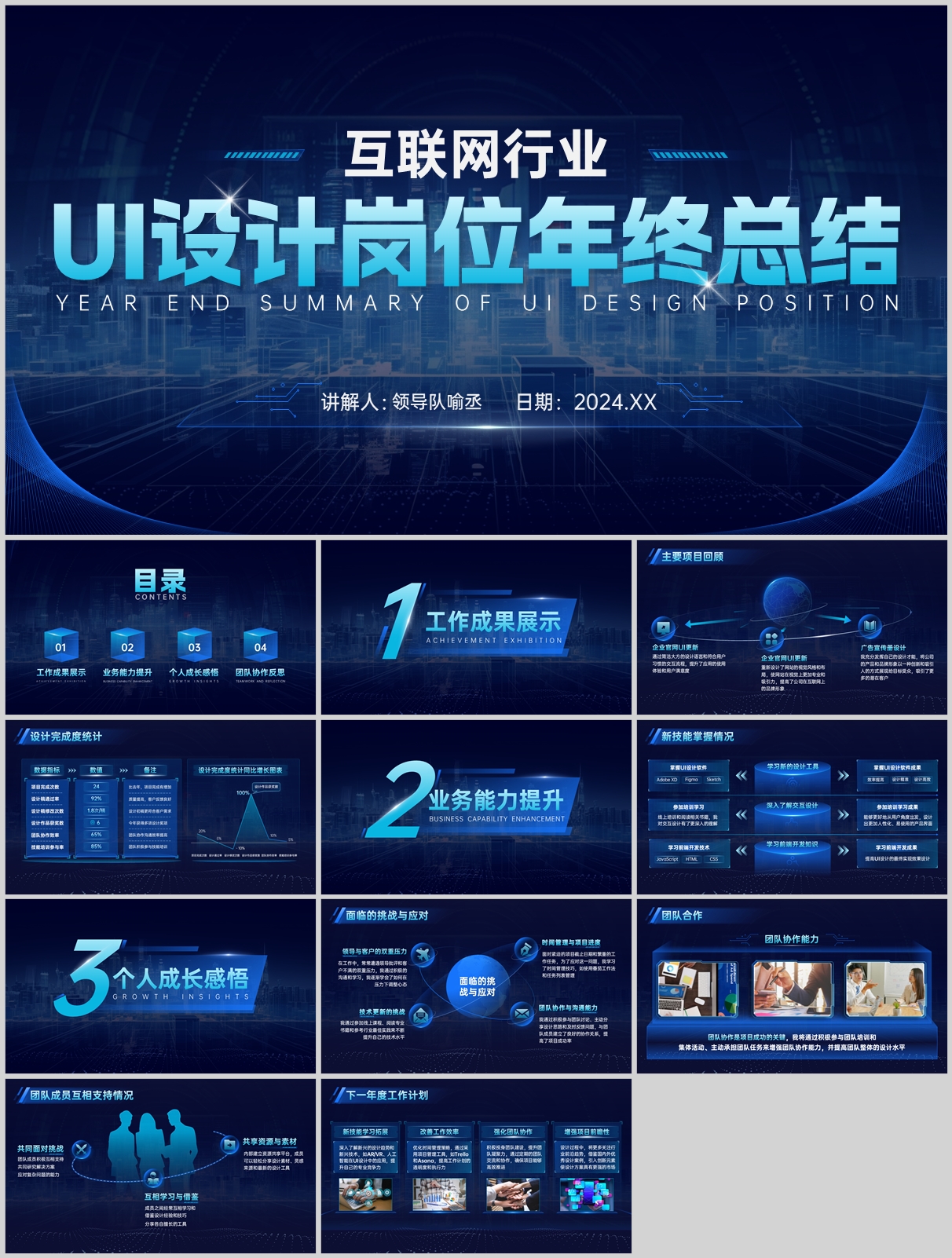 互聯(lián)網(wǎng)行業(yè)UI設(shè)計(jì)年終總結(jié)PPT科技風(fēng)素材