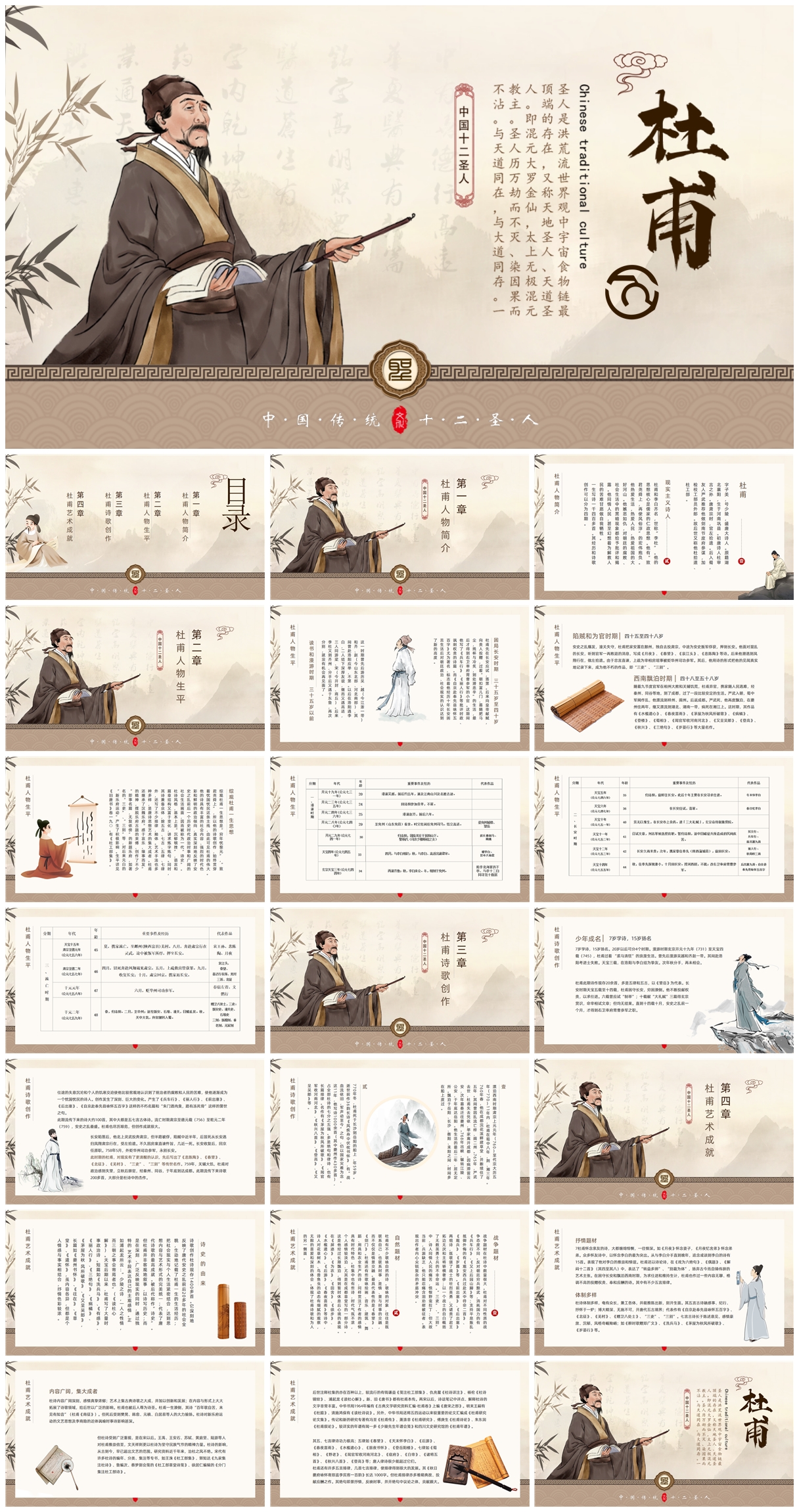 杜甫1中国古代历史人物介绍PPT素材