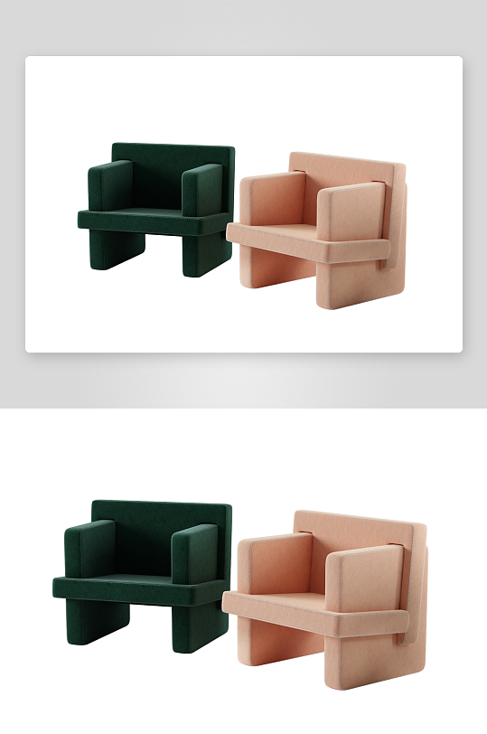 现代风沙发椅单人模型方形-众图网