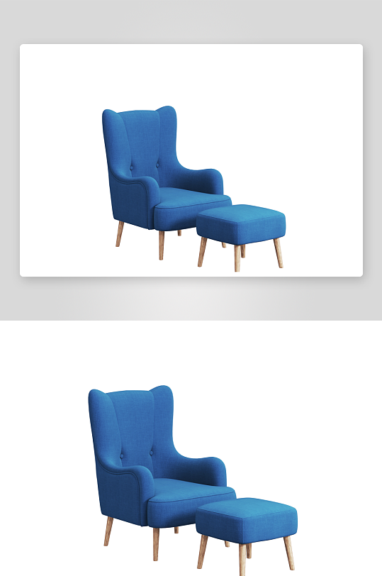 现代风沙发椅单人模型蓝色-众图网
