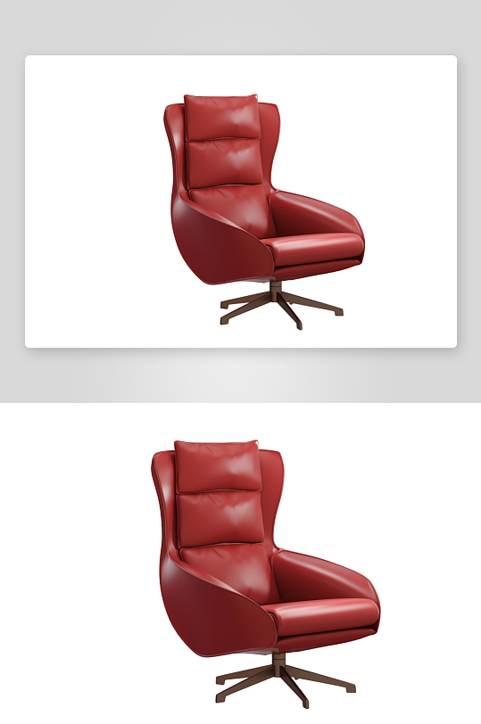 现代风沙发椅单人模型红色皮质-众图网