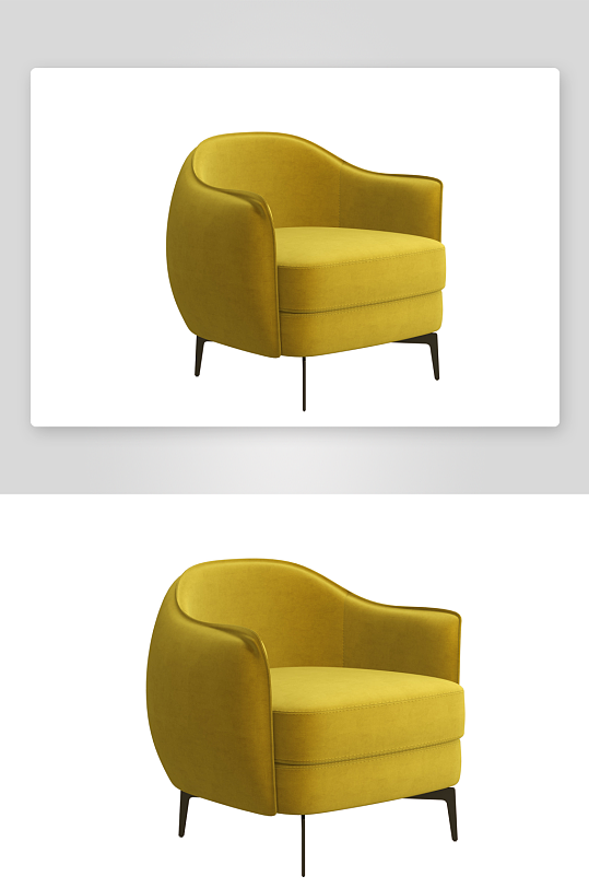 现代风沙发椅单人模型黄色圆形-众图网