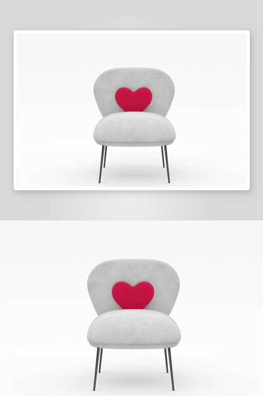 爱心现代风沙发椅单人模型-众图网