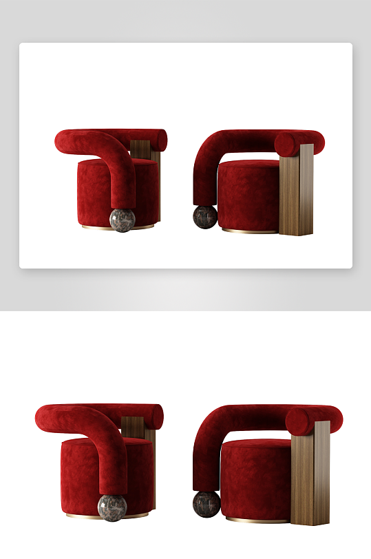 沙发椅单人模型复古-众图网