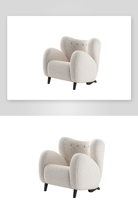 沙发椅单人模型白色卡爱-众图网