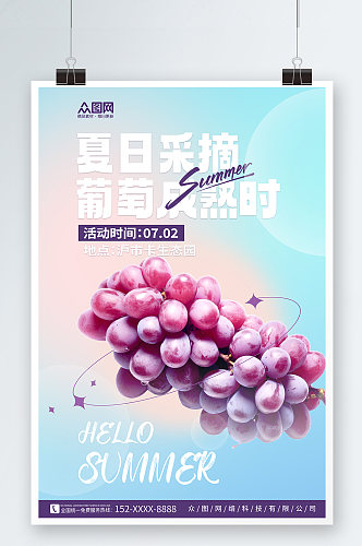 葡萄青提水果宣传海报