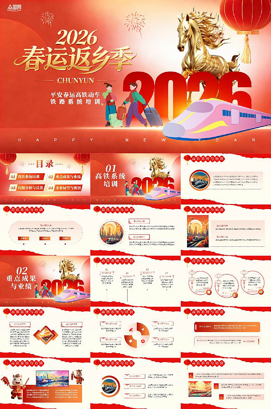 平安春运高铁动车铁路系统培训PPT-众图网