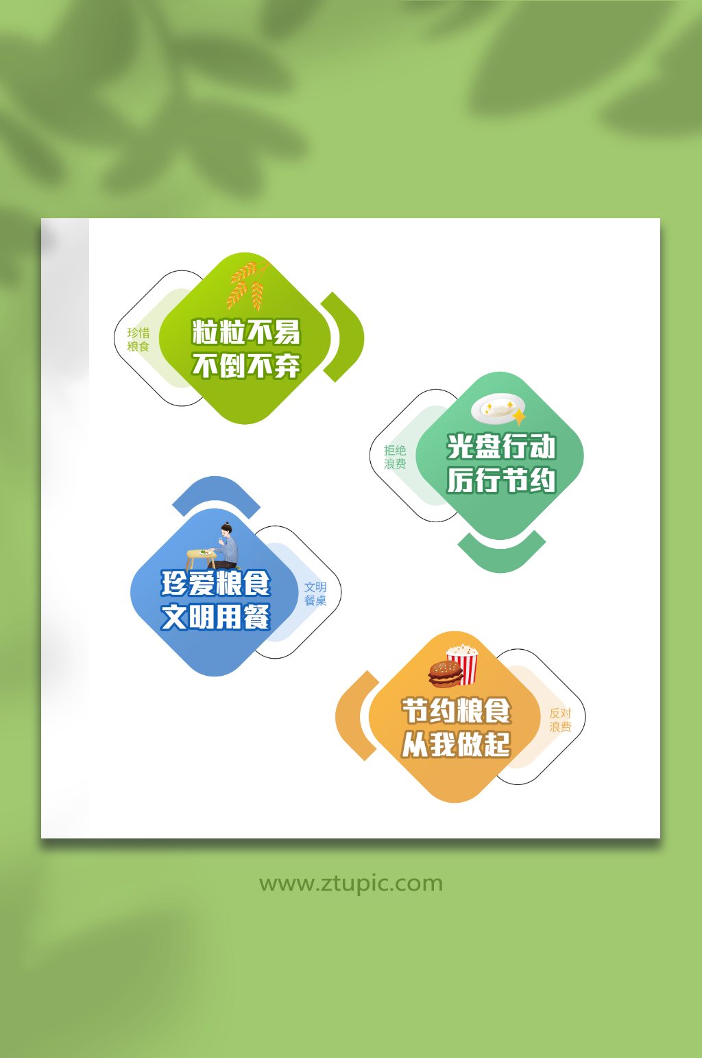 创意光盘行动温馨提示牌标识牌素材