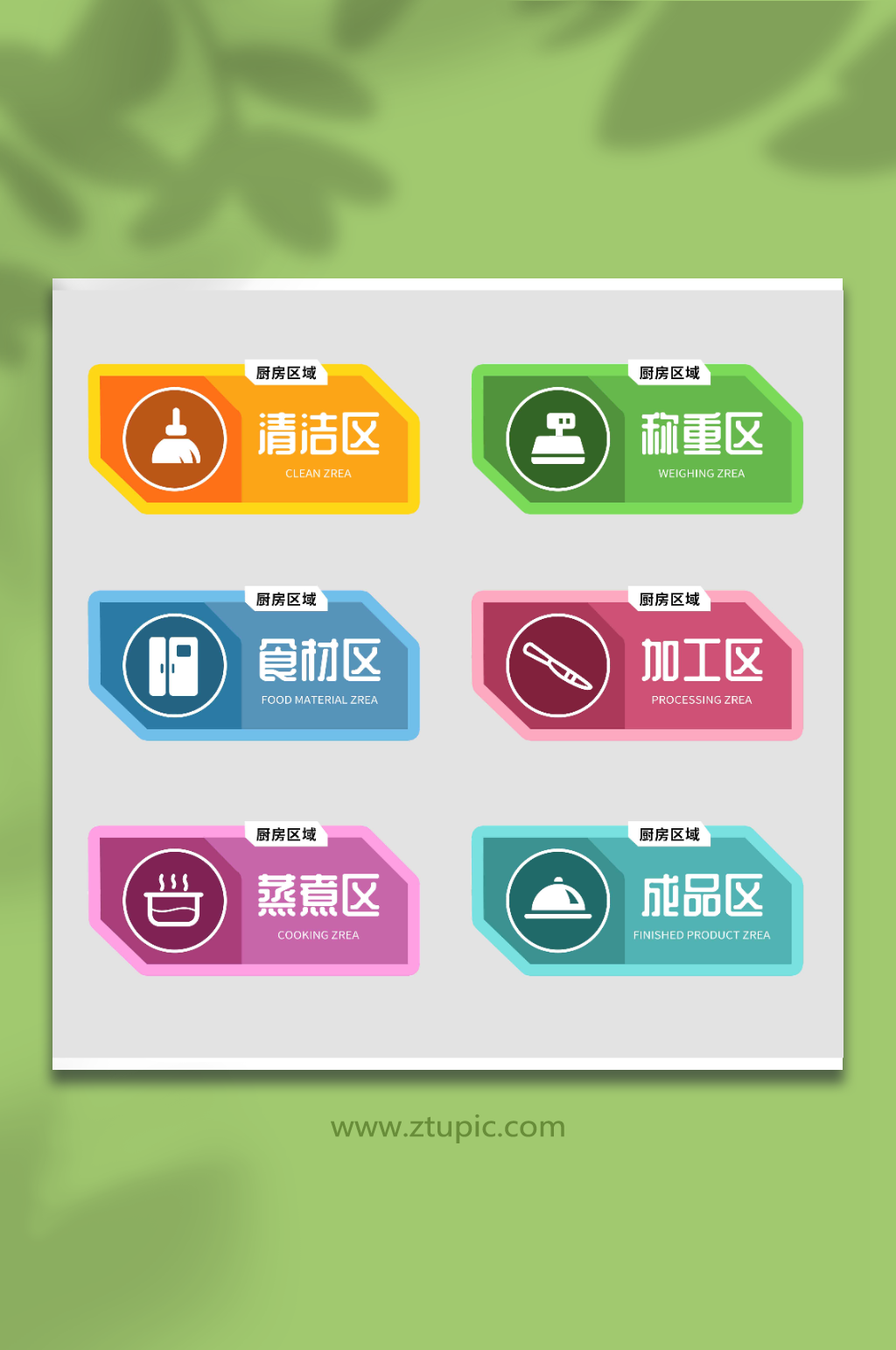 创意厨房区域标识牌门牌素材