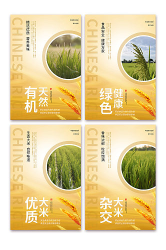 大米水稻大米绿色农产品农业农耕系列海报
