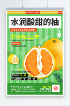 清新风柚子水果海报