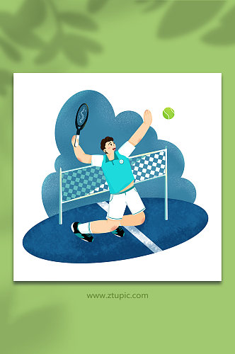 球类比赛网球运动人物扁平简约插画
