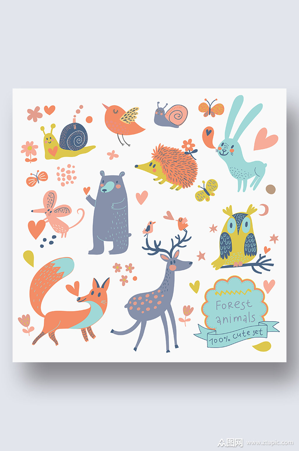 卡通动物插画集合素材