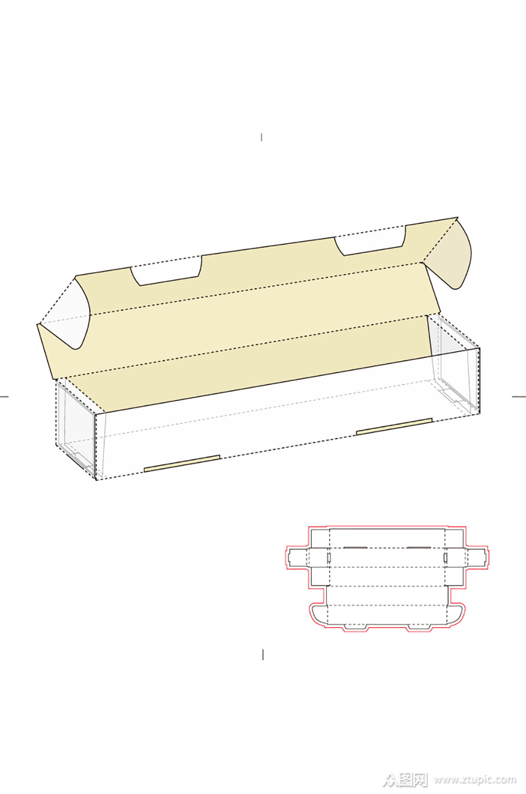 ai包装盒刀版图设计盒型展开图模切刀模刀线模板