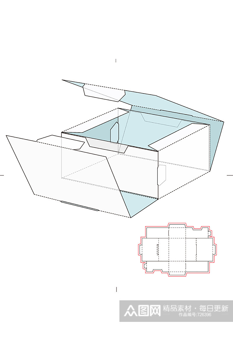 礼物包装袋展开图模切刀模刀线模板素材