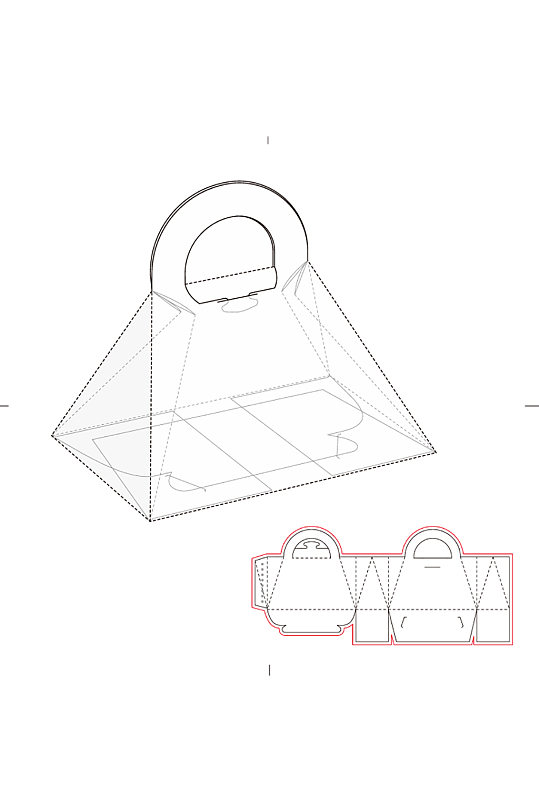 模切刀模刀线模板手提袋设计展开图