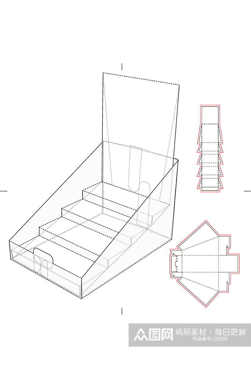 模切刀模刀线模板盒型平面展开图设计模板素材